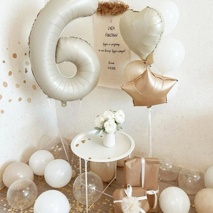 Elegant Pastel Balloon Set with Number Six Foil Balloon - Perfect for Birthdays and Special Celebrations