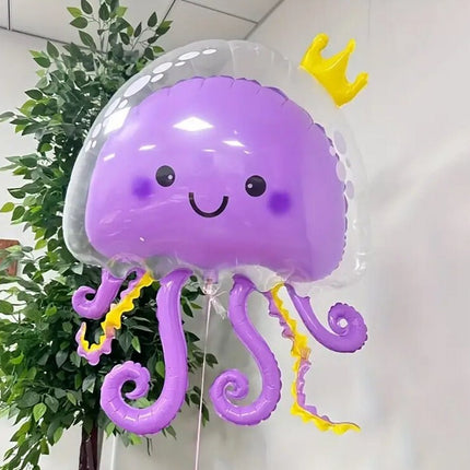 3-Piece Cute Double-Layer Bubble Crown Jellyfish Balloon Set - Colorful and Whimsical Decor for Parties