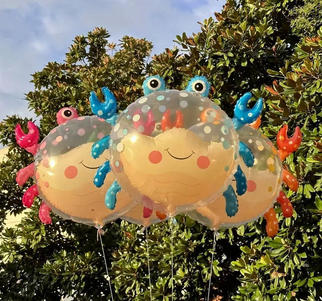 2-Piece Cheerful Crab Balloon Set - Colorful and Playful Party Decor for Sea-Themed Celebrations
