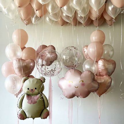 Enchanting Pastel Balloon Set with Teddy Bear and Cloud - Perfect for Baby Showers and Nursery Decor