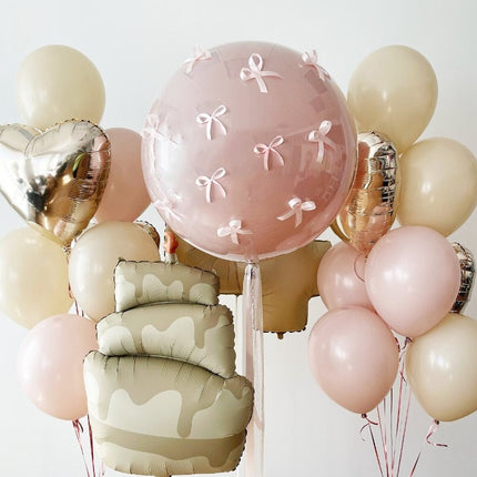 Delightful Pastel Balloon Set with Cake Design - Perfect for Birthday Parties and Sweet Celebrations