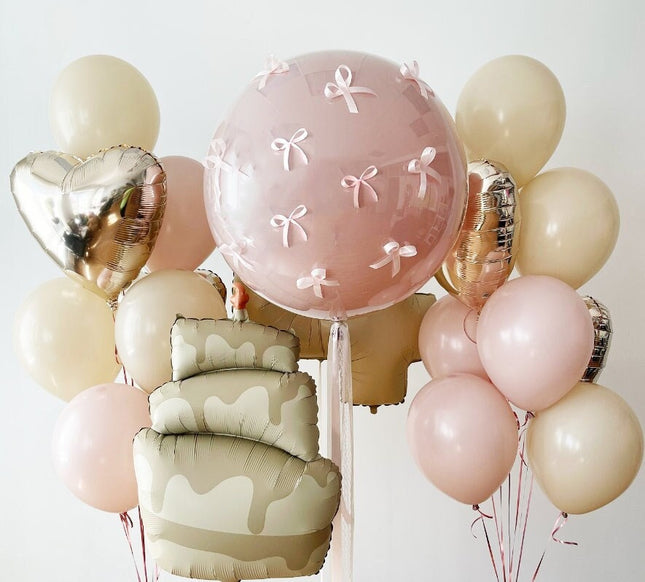 Delightful Pastel Balloon Set with Cake Design - Perfect for Birthday Parties and Sweet Celebrations