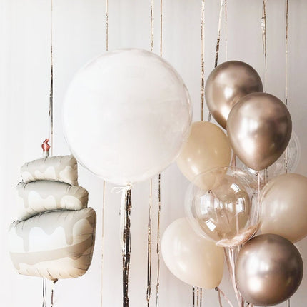 Luxurious Modern Balloon Set in Chrome and Ivory - Ideal for Elegant Parties and Celebrations