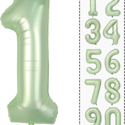 Refreshing Green and White Balloon Set with Unique Number Design - Ideal for Birthdays and Special Occasions
