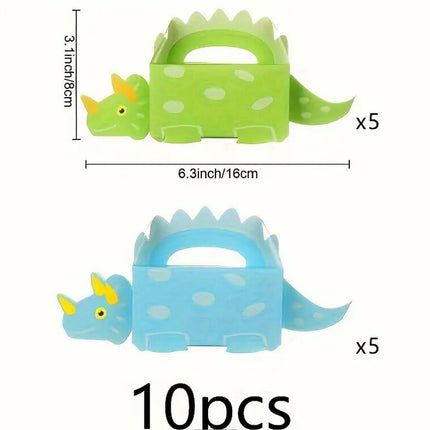 10-Piece Dinosaur Party Favor Bags Set - Cute Dino Candy and Gift Boxes for Kids Birthday Celebrations