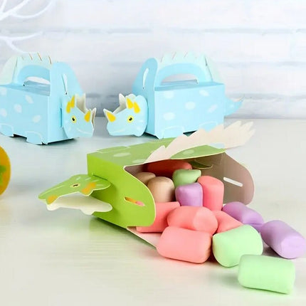 10-Piece Dinosaur Party Favor Bags Set - Cute Dino Candy and Gift Boxes for Kids Birthday Celebrations