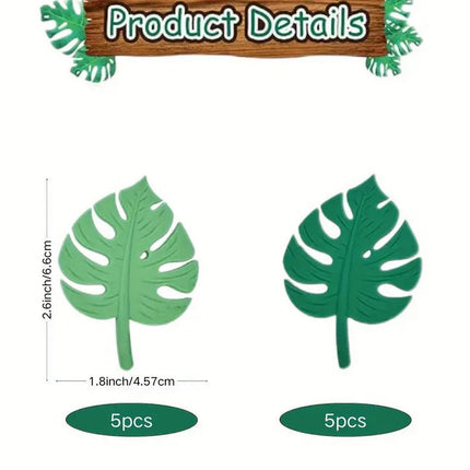 10 pcs Mini Soft Clay Palm Leaves - Tropical Party Decorations & Crafting Supplies