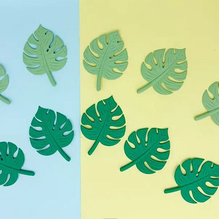 10 pcs Mini Soft Clay Palm Leaves - Tropical Party Decorations & Crafting Supplies