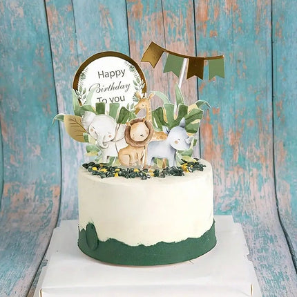 Safari Jungle Animal Cake Topper Set for Kids Birthday - Tropical Themed Party Decorations