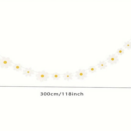 Charming Daisy Flower Garland – 118-inch Banner for Birthday, Baby Shower, and Spring Party Decoration