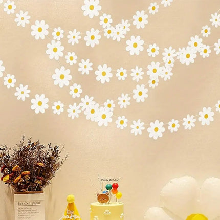 Charming Daisy Flower Garland – 118-inch Banner for Birthday, Baby Shower, and Spring Party Decoration