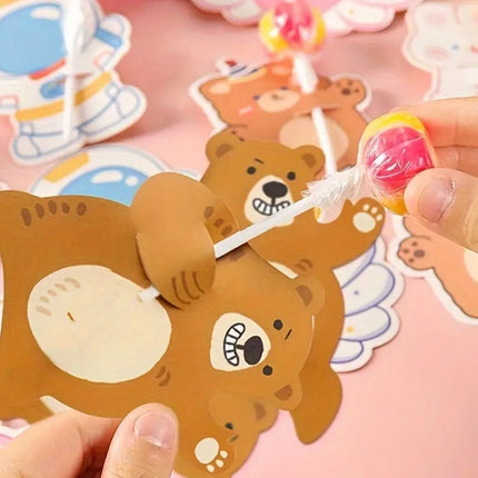 25 pcs Brown Bear Lollipop Holders - Cute Animal Candy Decorations for Kids Parties