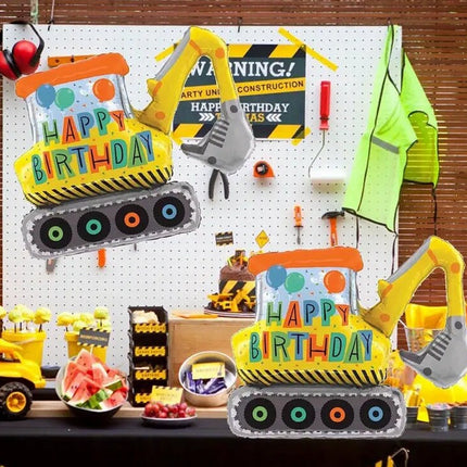 Giant Construction Excavator Foil Balloon - Perfect for Kids' Construction-Themed Birthday Parties