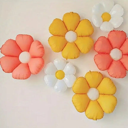 6 pcs Daisy Foil Balloons Set - Colorful Flower Balloons for Spring and Garden Party Decorations