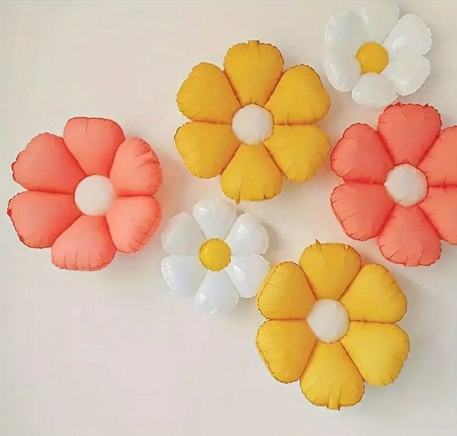 6 pcs Daisy Foil Balloons Set - Colorful Flower Balloons for Spring and Garden Party Decorations
