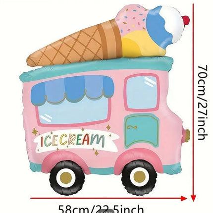 Giant Ice Cream Truck Balloon - Colorful Foil Balloon for Birthday Parties, Summer Events, and Dessert Decor