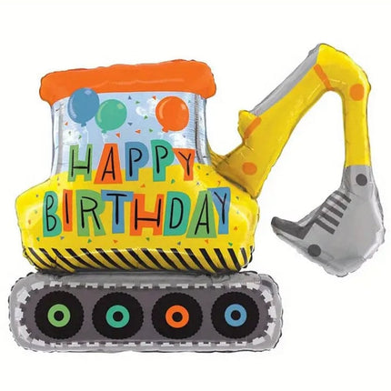 Giant Construction Excavator Foil Balloon - Perfect for Kids' Construction-Themed Birthday Parties