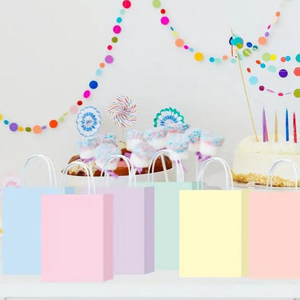 Pastel Party Favor Bags - Set of 24 - Multicolor Gift Bags for Birthdays and Baby Showers