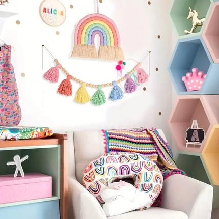 Bohemian Colorful Rainbow and Tassel Garland, Kids' Room and Party Decor