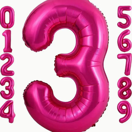 Metallic Pink Number Balloons - Large 40 Inch Foil Balloons for Birthday, Anniversary, Party Decor - Choose Your Number