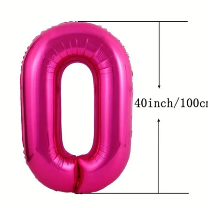 Metallic Pink Number Balloons - Large 40 Inch Foil Balloons for Birthday, Anniversary, Party Decor - Choose Your Number