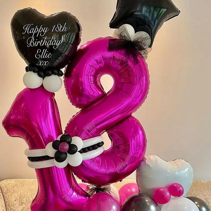 Metallic Pink Number Balloons - Large 40 Inch Foil Balloons for Birthday, Anniversary, Party Decor - Choose Your Number