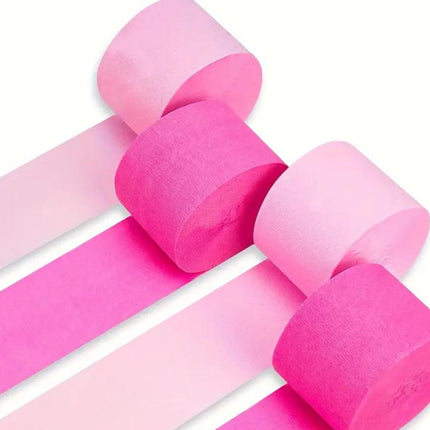4-Pack Pink Crepe Paper Streamers, 82 Feet Each, 1.8 Inches Wide – Perfect for Parties and Crafts