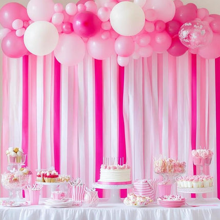 4-Pack Pink Crepe Paper Streamers, 82 Feet Each, 1.8 Inches Wide – Perfect for Parties and Crafts