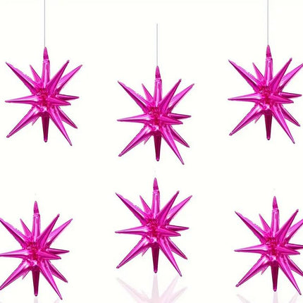 6-Pack Pink Star Balloon, Vibrant Party Decorations, 82 Feet Long, 1.8 Inch Wide