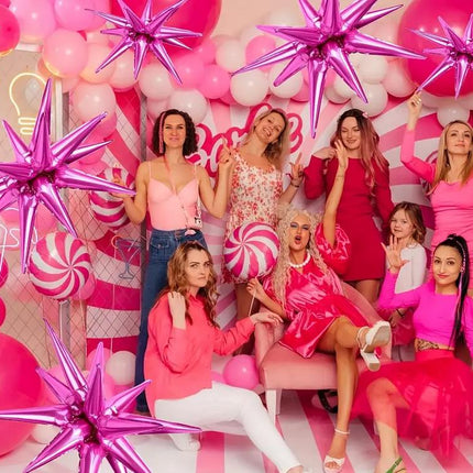 6-Pack Pink Star Balloon, Vibrant Party Decorations, 82 Feet Long, 1.8 Inch Wide