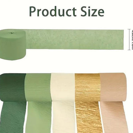 Set of 5 Crepe Paper Rolls in Earthy Tones - Perfect for Crafting, Scrapbooking, and Decorative Themes