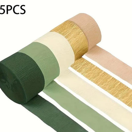 Set of 5 Crepe Paper Rolls in Earthy Tones - Perfect for Crafting, Scrapbooking, and Decorative Themes