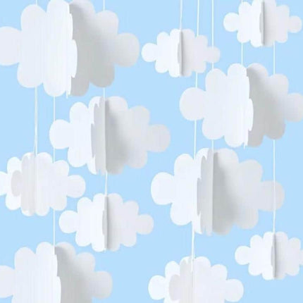 Soft Felt Cloud Hanging Decorations - Nursery Decor, Baby Shower, Kids Room - Peaceful White Cloud Theme Set (16 Pcs)
