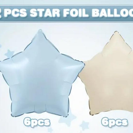 Luxurious Star Foil Balloons in Soft Pastels - Perfect for Elegant Celebrations and Decorations, Set of 12