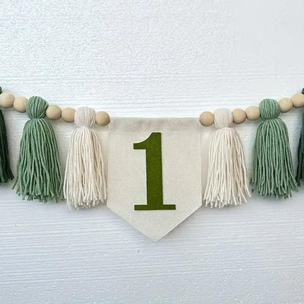 Woodland 'One' Birthday Party Garland Banner - Jungle Themed Decorations for First Birthday