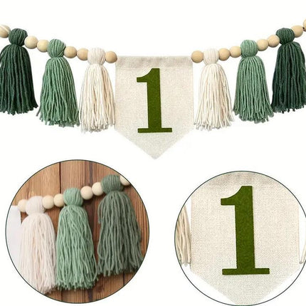 Woodland 'One' Birthday Party Garland Banner - Jungle Themed Decorations for First Birthday