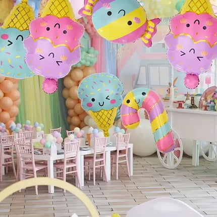 8 Pcs Cheerful Ice Cream Balloons Set - Colorful Party Decor for Kids Birthday, Sweet Treat Themed Party Supplies