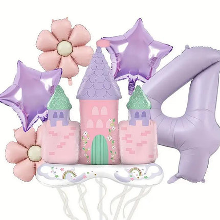 Princess Castle Balloon Kit - Magical Pink Castle, Star, and Flower Balloons for Princess-Themed Parties and Birthdays