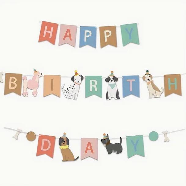 Dog-Themed Birthday Banner - Colorful Puppy Party Garland - Perfect for Pet Lovers' Celebrations