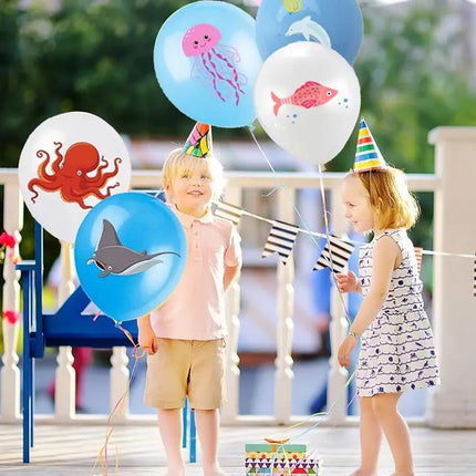 Ocean Party Balloons - Sea Creature Decorations, 50 Piece Set with Octopus, Dolphin, and Fish Designs for Underwater Themed Events