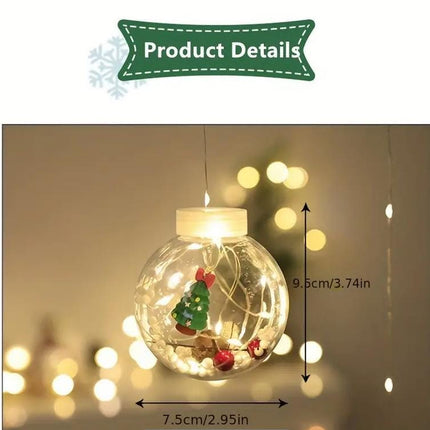 Christmas LED Glass Ball Lights - Hanging Illuminated Ornaments with Miniature Holiday Scenes