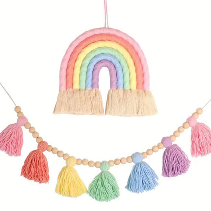 Bohemian Colorful Rainbow and Tassel Garland, Kids' Room and Party Decor
