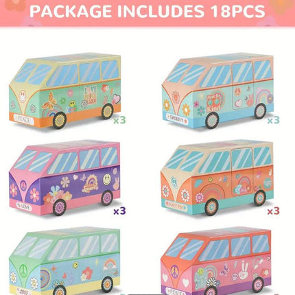 Hippie Van Favor Boxes, Set of 18 - Colorful Retro Party Decor