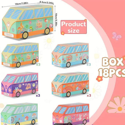 Hippie Van Favor Boxes, Set of 18 - Colorful Retro Party Decor