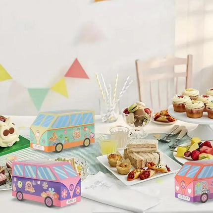 Hippie Van Favor Boxes, Set of 18 - Colorful Retro Party Decor