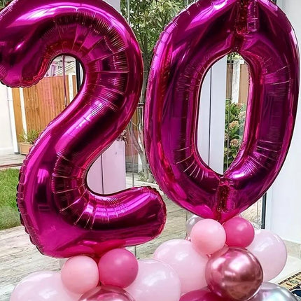 Metallic Pink Number Balloons - Large 40 Inch Foil Balloons for Birthday, Anniversary, Party Decor - Choose Your Number