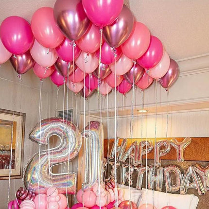 Luxurious Pink Party Balloon Set - 50 pcs Mixed Sizes for Celebrations
