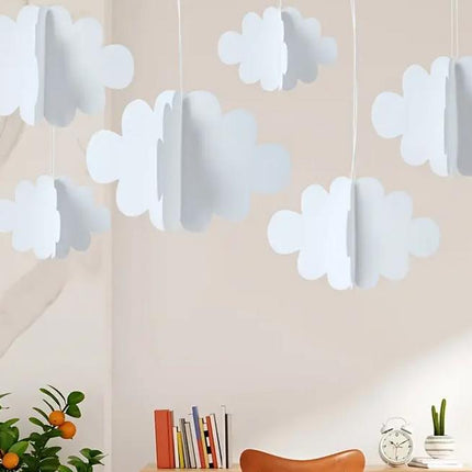 Soft Felt Cloud Hanging Decorations - Nursery Decor, Baby Shower, Kids Room - Peaceful White Cloud Theme Set (16 Pcs)
