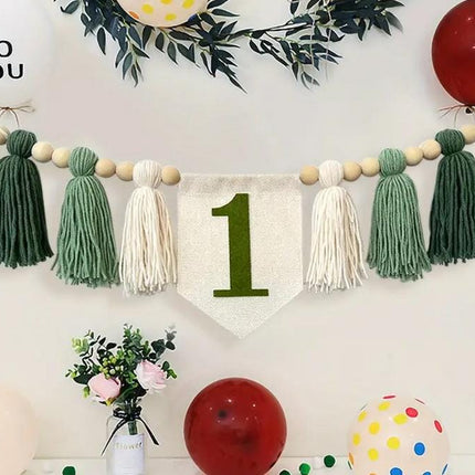 Woodland 'One' Birthday Party Garland Banner - Jungle Themed Decorations for First Birthday