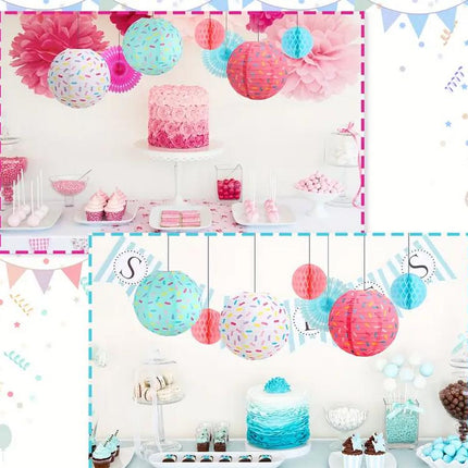 Colorful Party Decor Kit Lanterns - Paper Honeycomb Balls, Fans & Confetti Design, Party Supplies for All Occasions